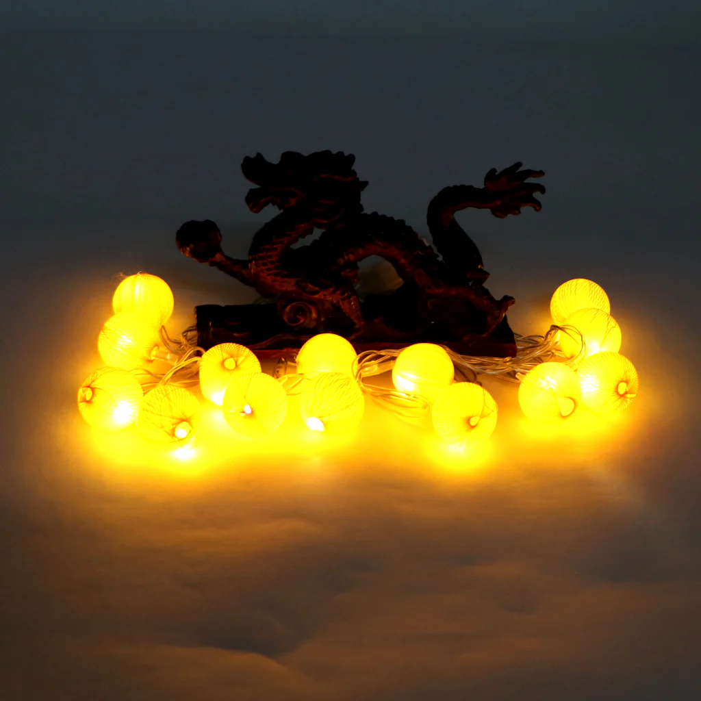 Mini Yellow Thread Balls 14 LED String Fairy Lights - Image 6