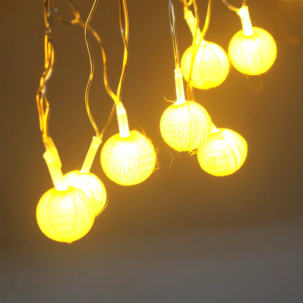 Mini Yellow Thread Balls 14 LED String Fairy Lights - Image 7
