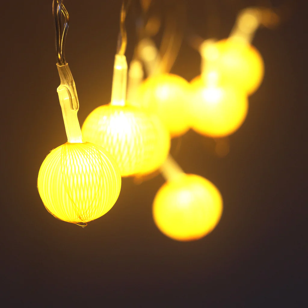Mini Yellow Thread Balls 14 LED String Fairy Lights - Image 9