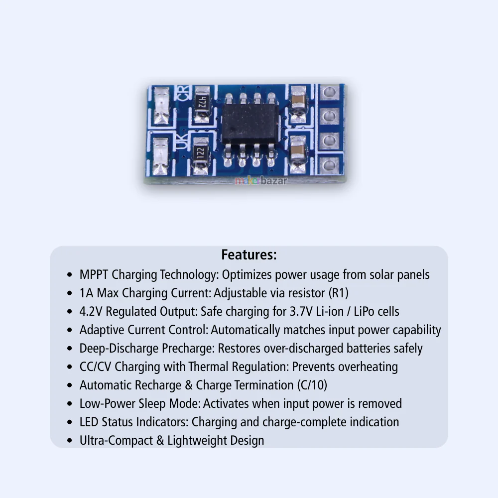 CN3163 MPPT Solar Charge Controller 1A 4.2V Li-ion Battery Charger Module - Image 2