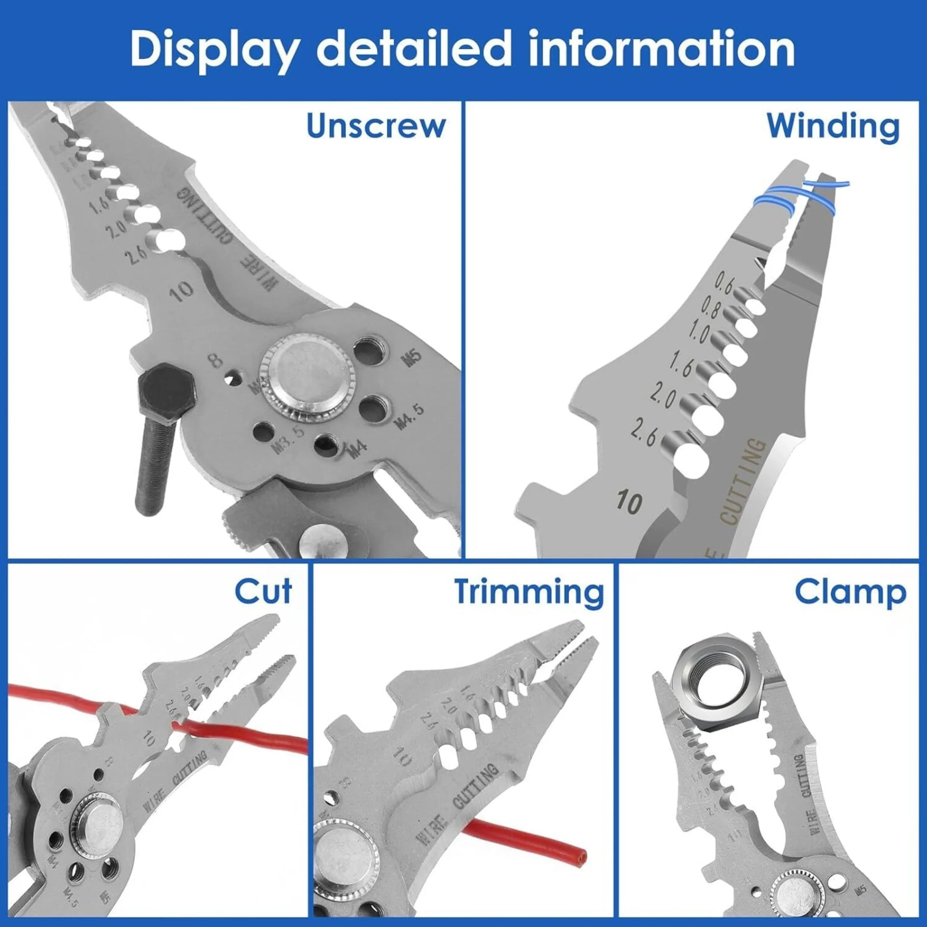 Multifunctional Wire Stripper, Crimper & Cable Cutter Tool Plier - Image 7