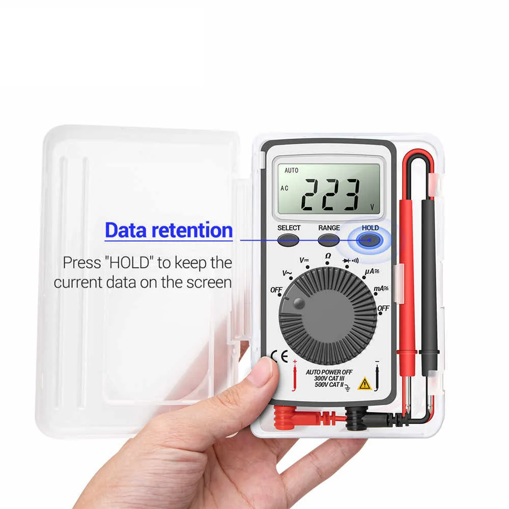 Multimeter: Mini Digital Pocket Meter Tester (White) with Plastic Case - Image 4