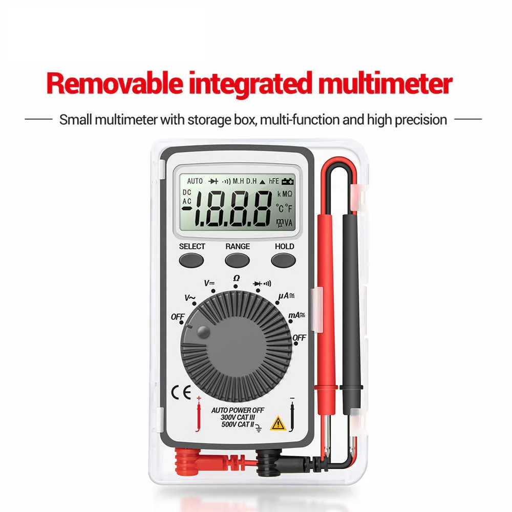 Multimeter: Mini Digital Pocket Meter Tester (White) with Plastic Case - Image 6