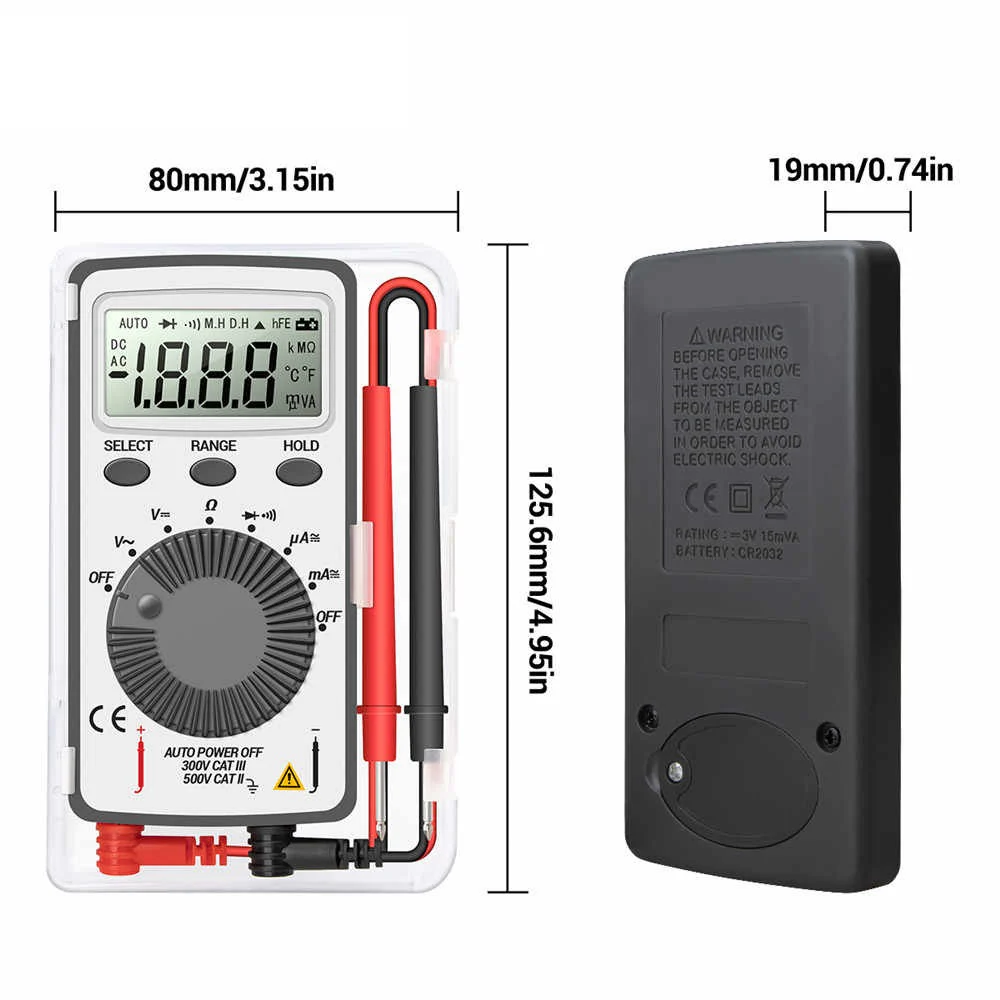Multimeter: Mini Digital Pocket Meter Tester (White) with Plastic Case - Image 7