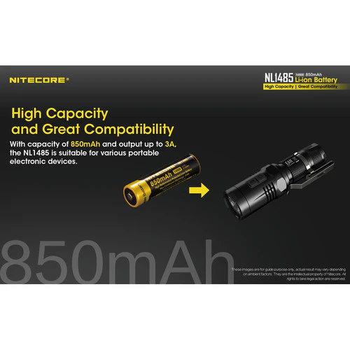 Nitecore: NL1485 14500 850mAh 3.7V Rechargeable Lithium-Ion Battery - Image 5