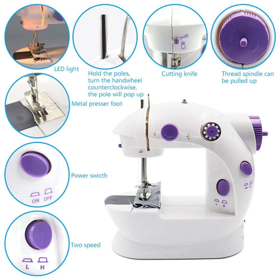 4-in-1 Semi-Automatic Portable Sewing Machine for Home/DIY - Image 13