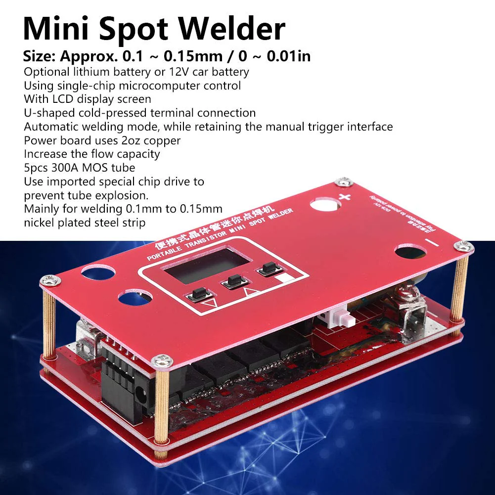 Mini Spot Welding Machine Automatic Control 10AWG Multiwire Portable Transistor 18650 Lithium Battery Spot Welder - Image 9