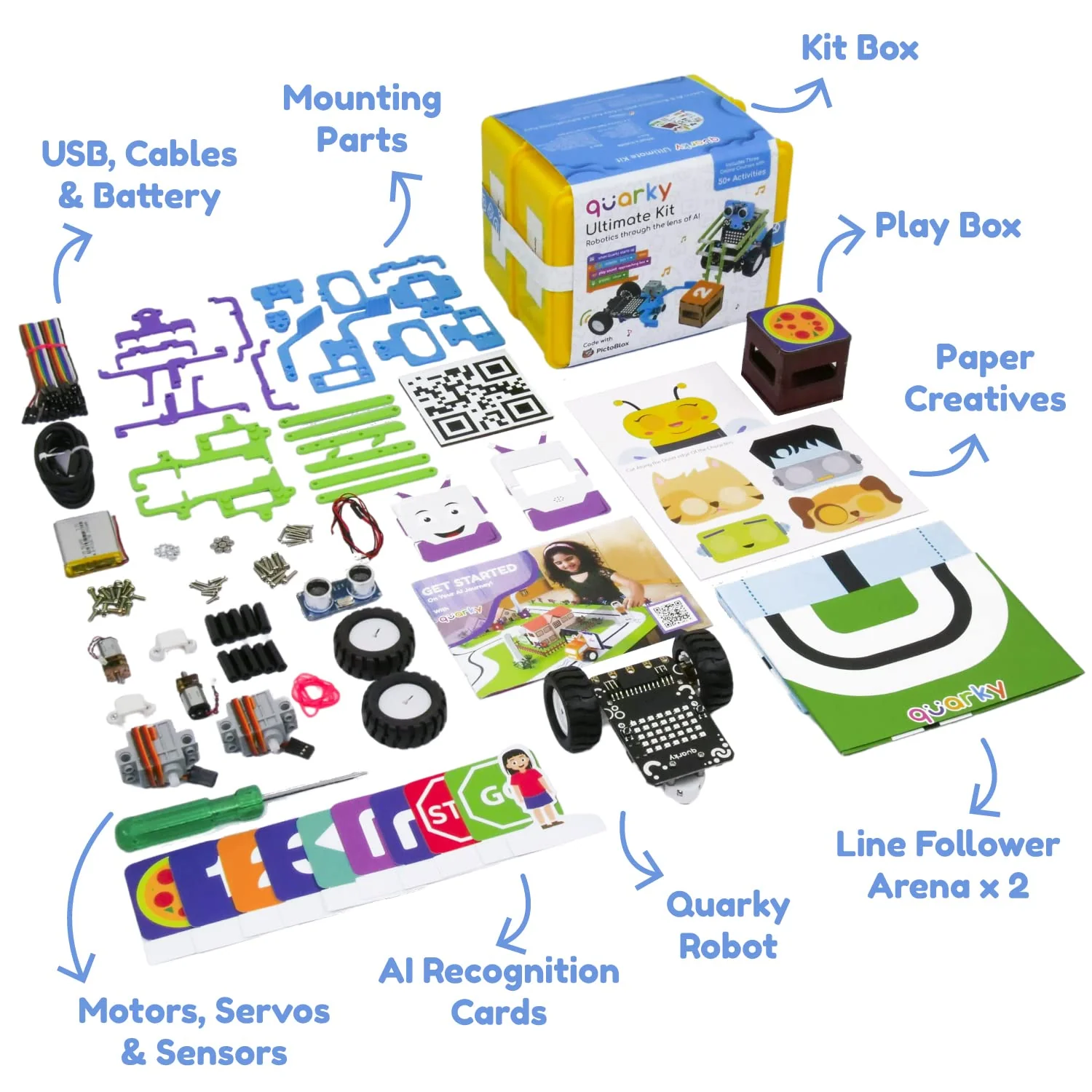 Quarky Ultimate Kit | Advanced AI Robot Toy Kit for 7+ Year Kids with Mechanical Construction & Model Making | Learn Robotics with 50+ Interesting AI & ML Projects - Image 7