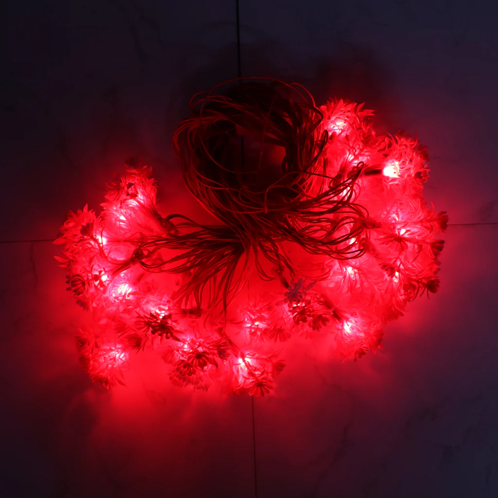Red Flower with White Tip 24 LED String Fairy Lights - Image 7