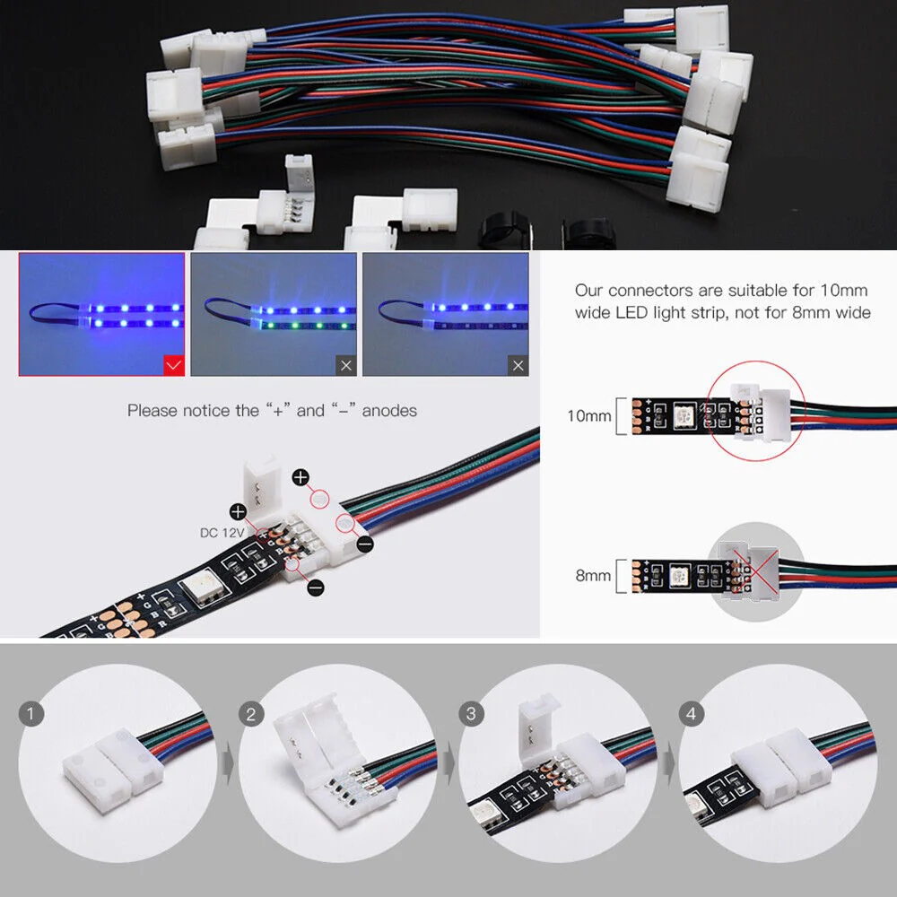 RGB LED Strip Wire Male/Female Connector Cable for 5050 3528 Light - Image 3