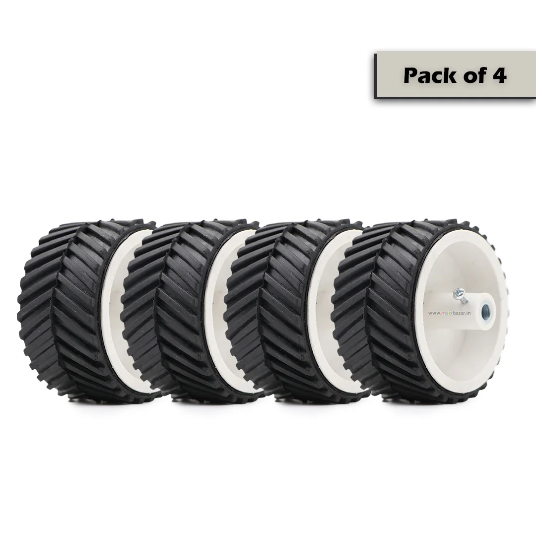 7x4CM Robotic DC Tank Wheel White [6mm Shaft] - Image 10