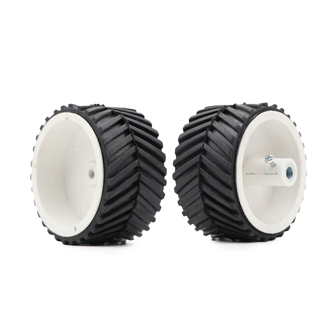 7x4CM Robotic DC Tank Wheel White [6mm Shaft] - Image 9
