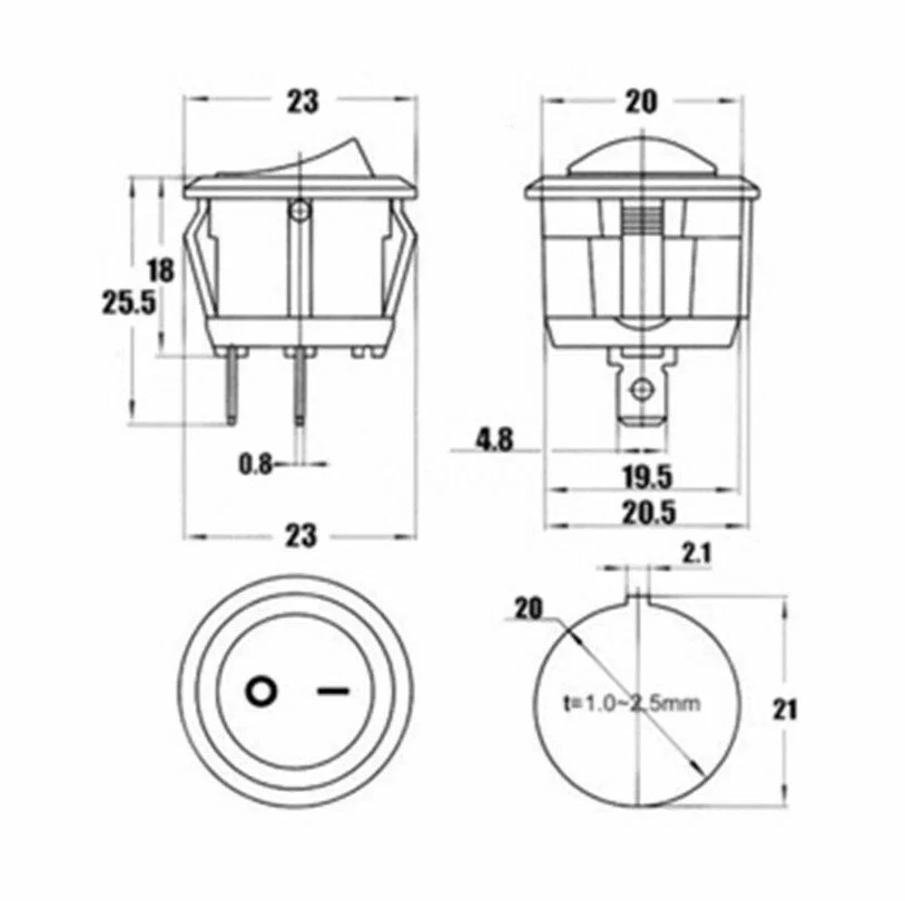 KCD1 Round Rocker SPST Switch 2 Leg 6A 250V - Image 7