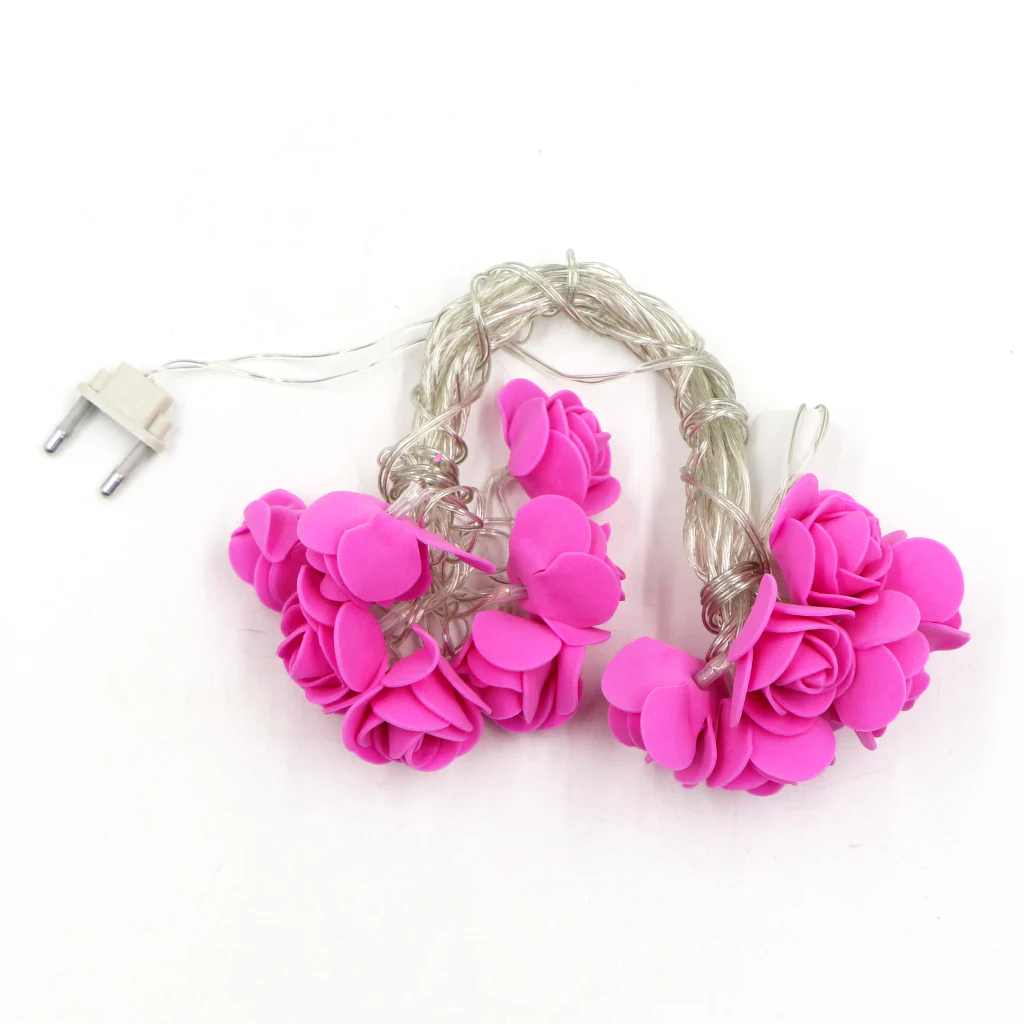 Small Dark Pink Rose 14 LED String Fairy Lights - Image 2