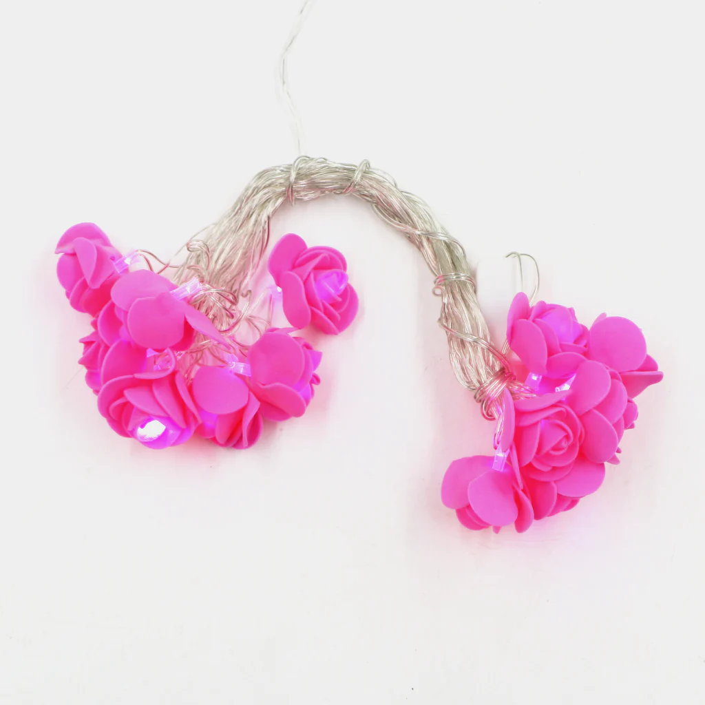 Small Dark Pink Rose 14 LED String Fairy Lights - Image 3