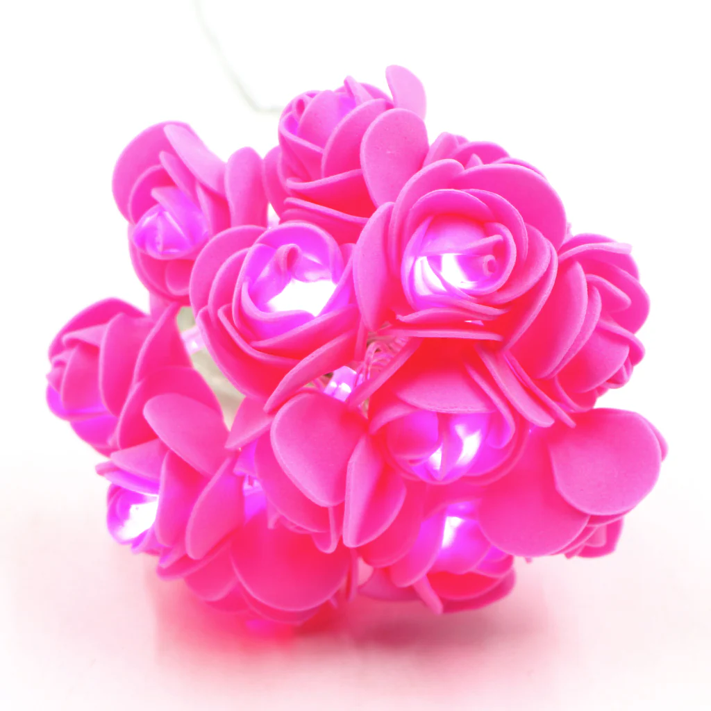 Small Dark Pink Rose 14 LED String Fairy Lights - Image 4