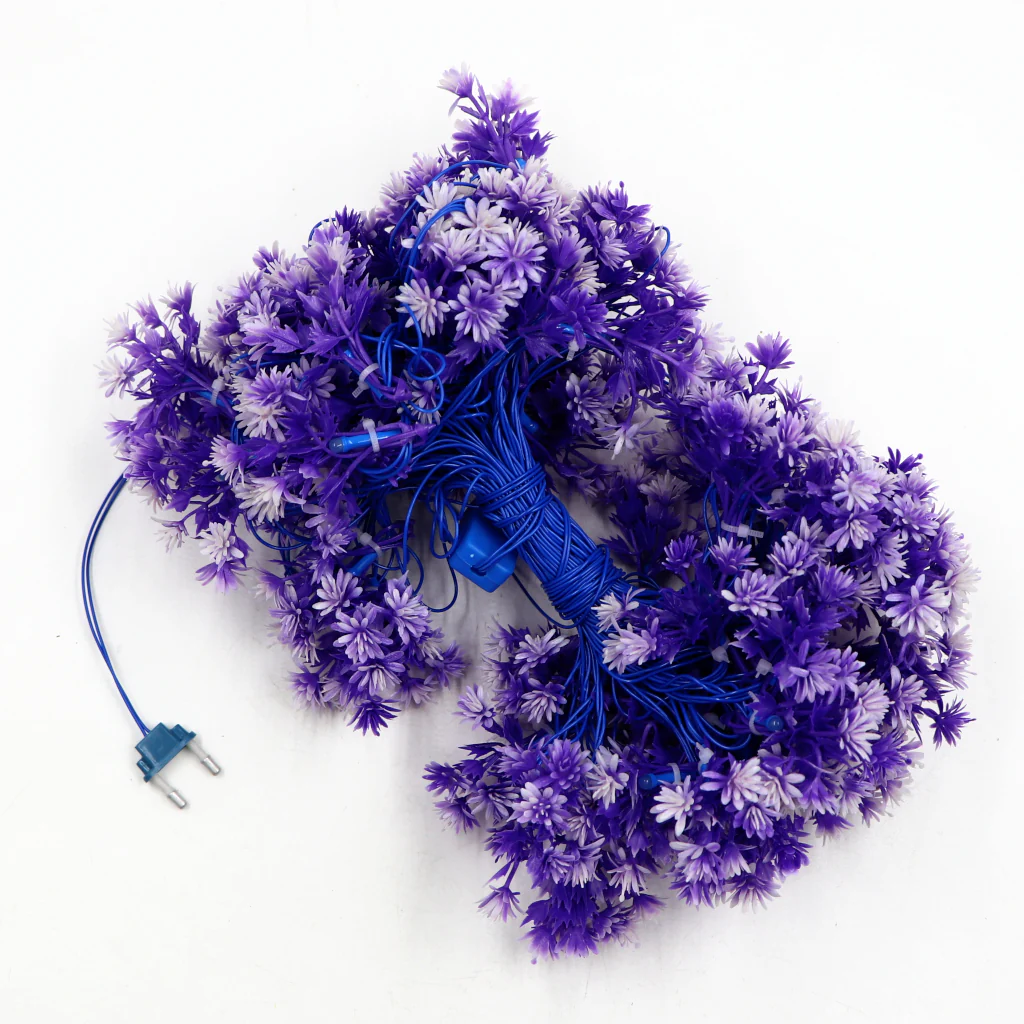 Small Purple Flower With White Tip 60 LED String Fairy Lights - Image 2