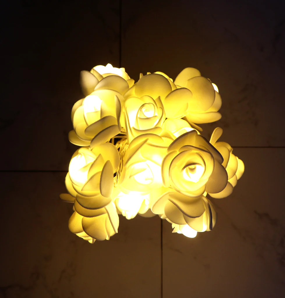 Small White Rose 14 LED String Fairy Lights - Image 7