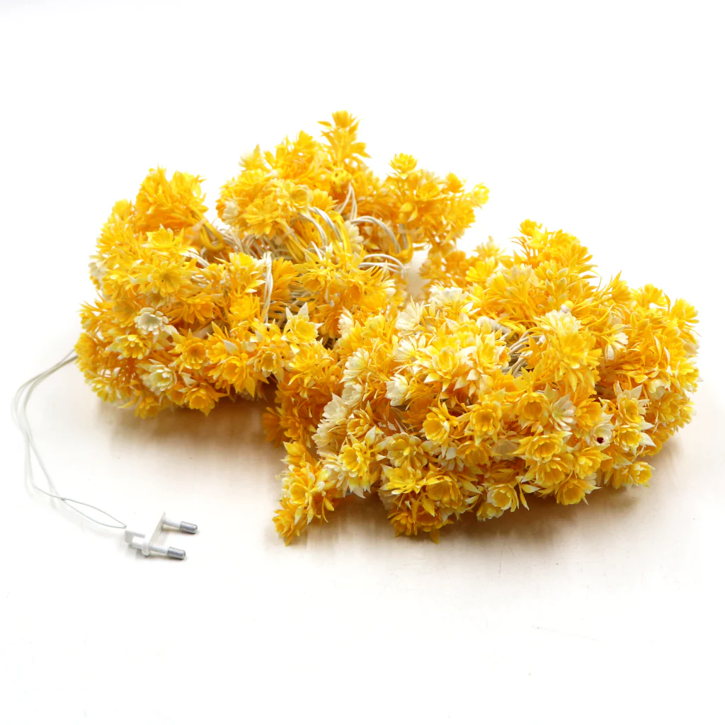 Small Yellow Flower With White Tip 60 LED String Fairy Lights - Image 5