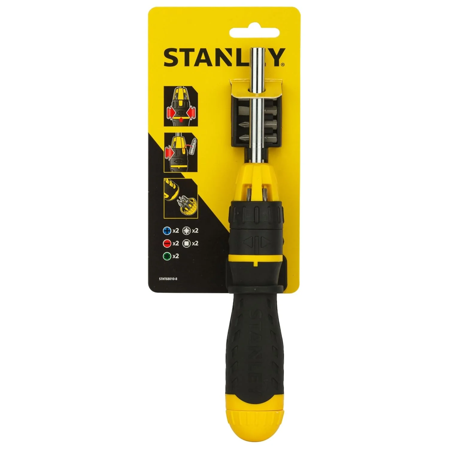 Stanley STHT68010-8 Magnetic Holder Ratcheting Screwdriver with 10 Bits - Image 2