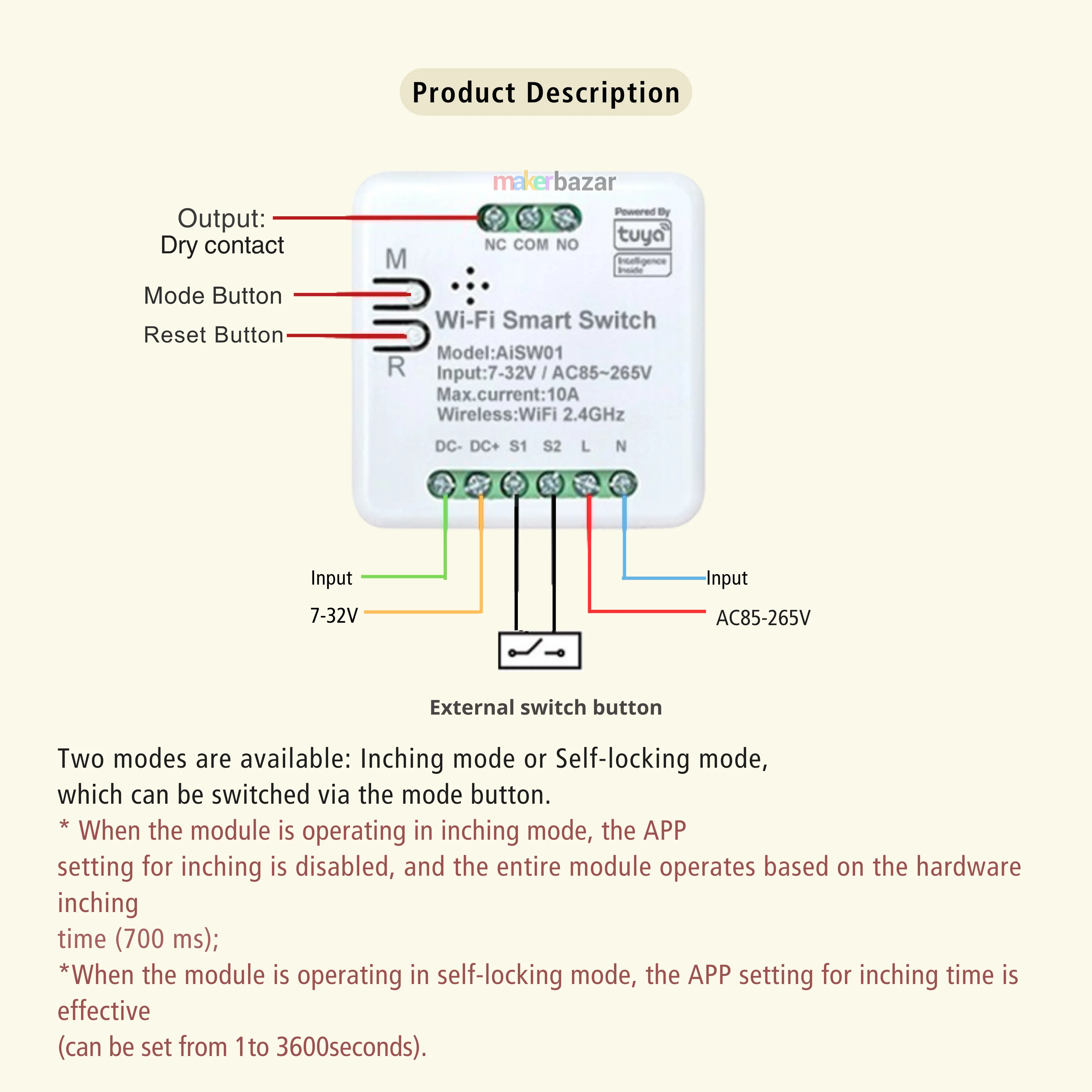 Tuya/Smart-Life WiFi RF Smart Switch Relay Module 7-32VDC 85-265VAC 10A For Home Automation - Image 5