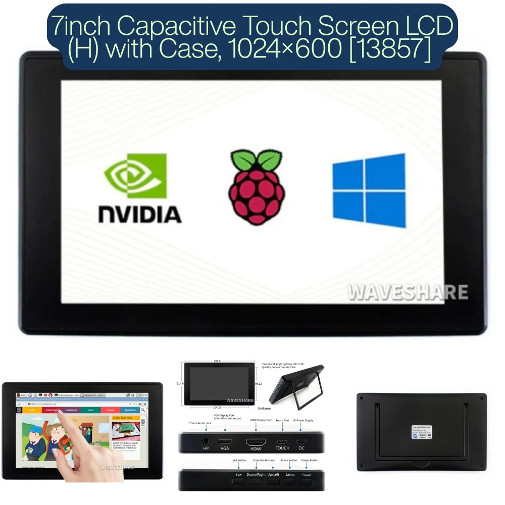 Waveshare 7 Inch Capacitive HDMI LCD Display 1024×600 - Image 3