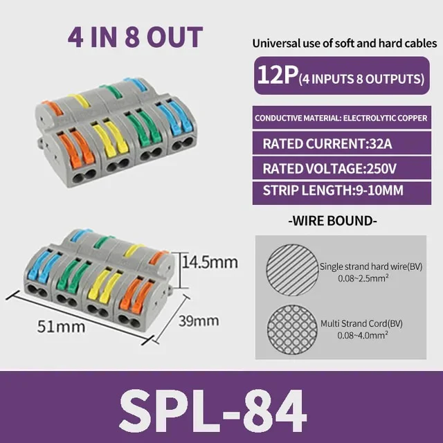 PCT-SPL Pole Wire Connector Terminal Block with Spring Lock Lever for Cable Connection - Image 5