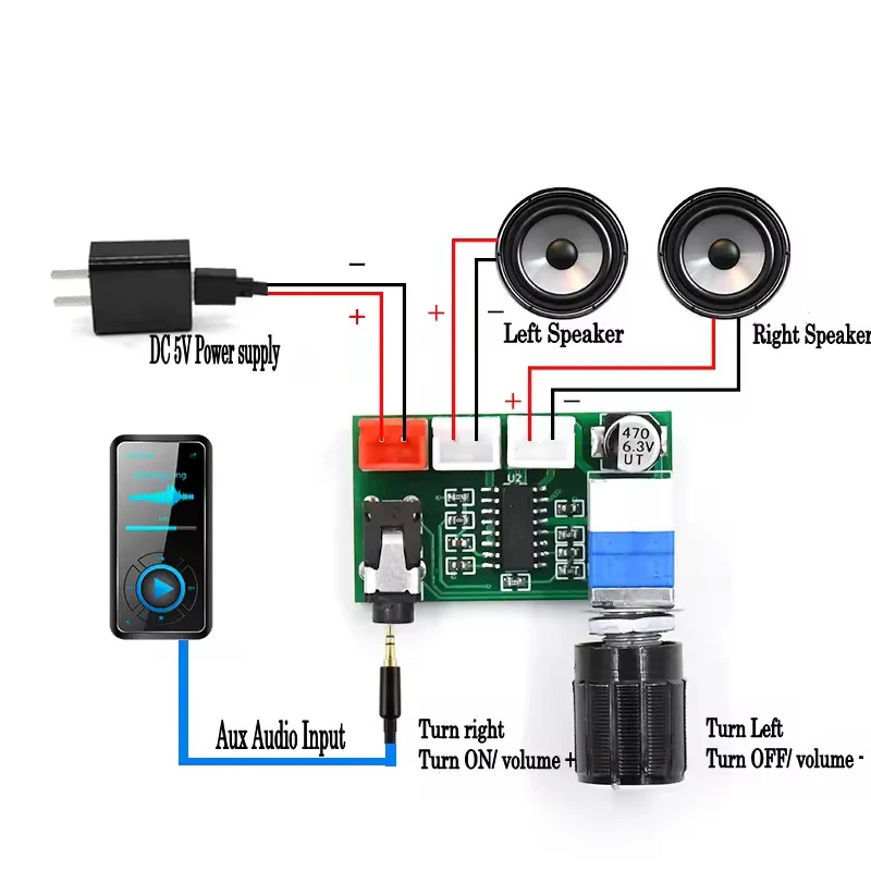XH-A157 PAM8403 Stereo Audio Amplifier with Volume Knob - Image 3